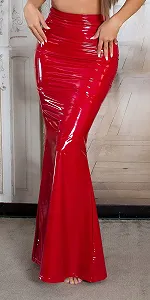 Макси-юбка из глянцевого латекса с высокой талией synthetic.ua - Фото 1