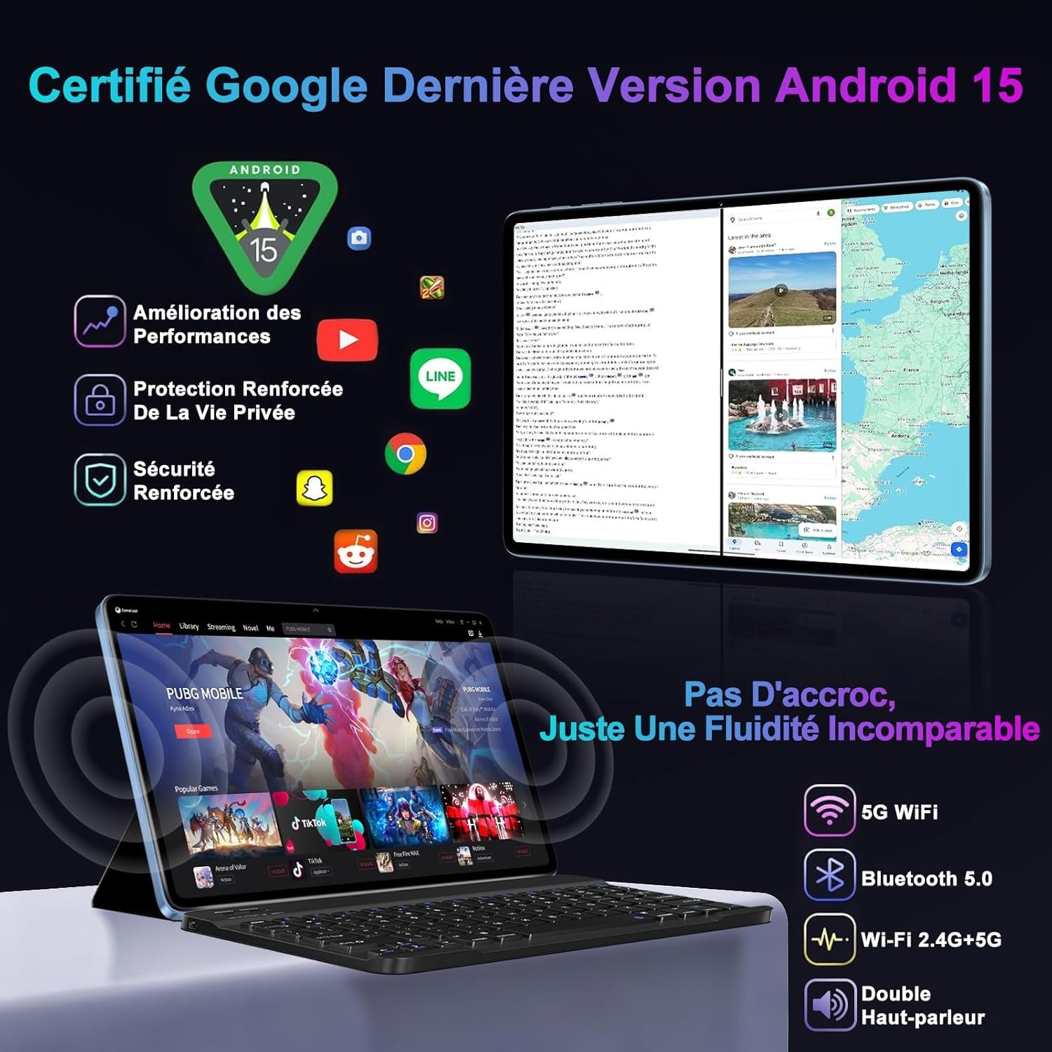 Планшет 10.1'' UJJ U3 8+22/128Gb 8 ядер Android 15 8000 mAh Чорно-блакитний, фото №6 Планшет 10.1'' UJJ U3 8+22/128Gb 8 ядер Android 15 8000 mAh Чорно-блакитний, фото №6