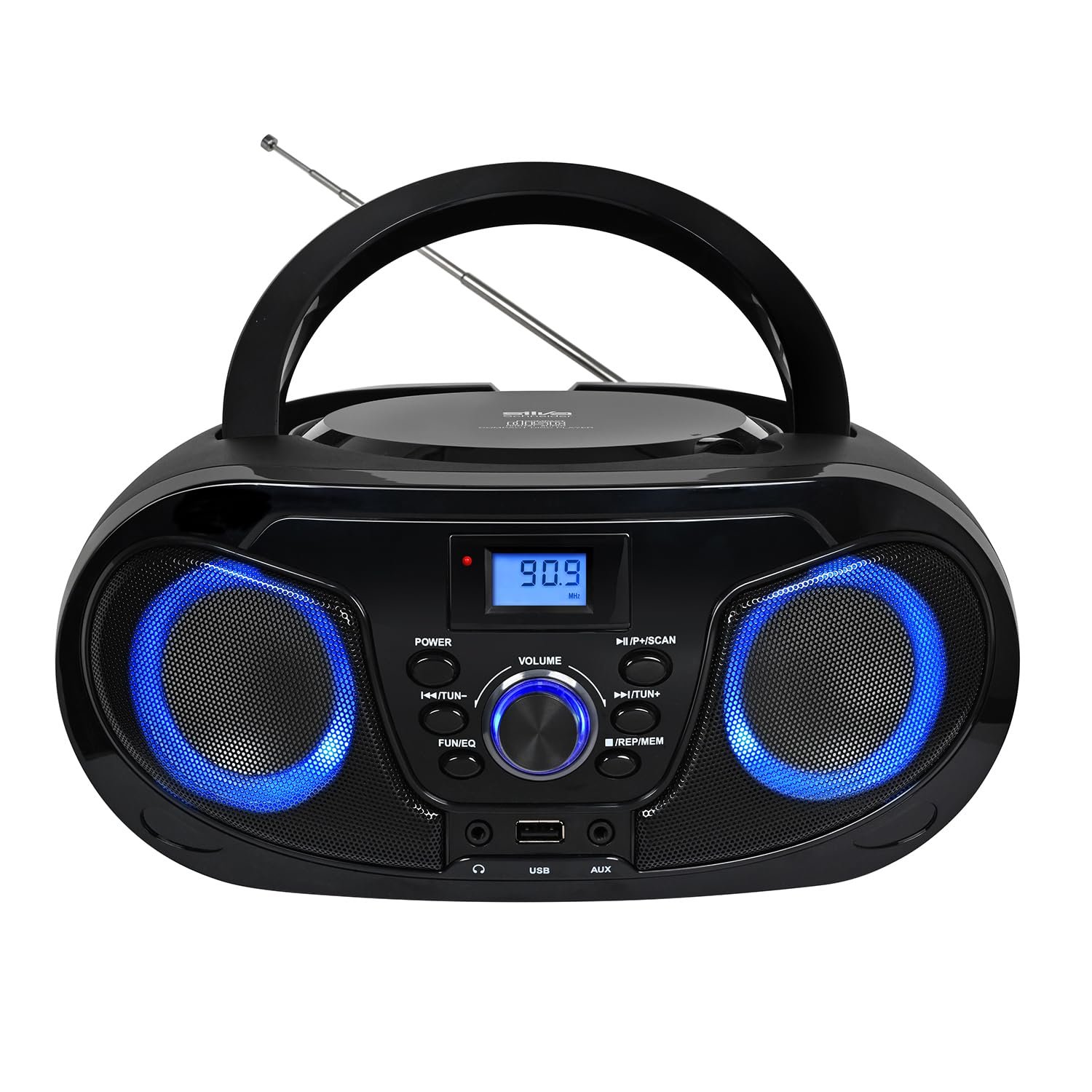 Магнітола CD-програвач Silva Schneider MPC 25.4 USB з FM-радіо, USB для MP3, AUX і роз'ємом для навушників, РК-дисплей, 40 Вт p.m.p.o., живлення від мережі/батареї Чорний, фото №1