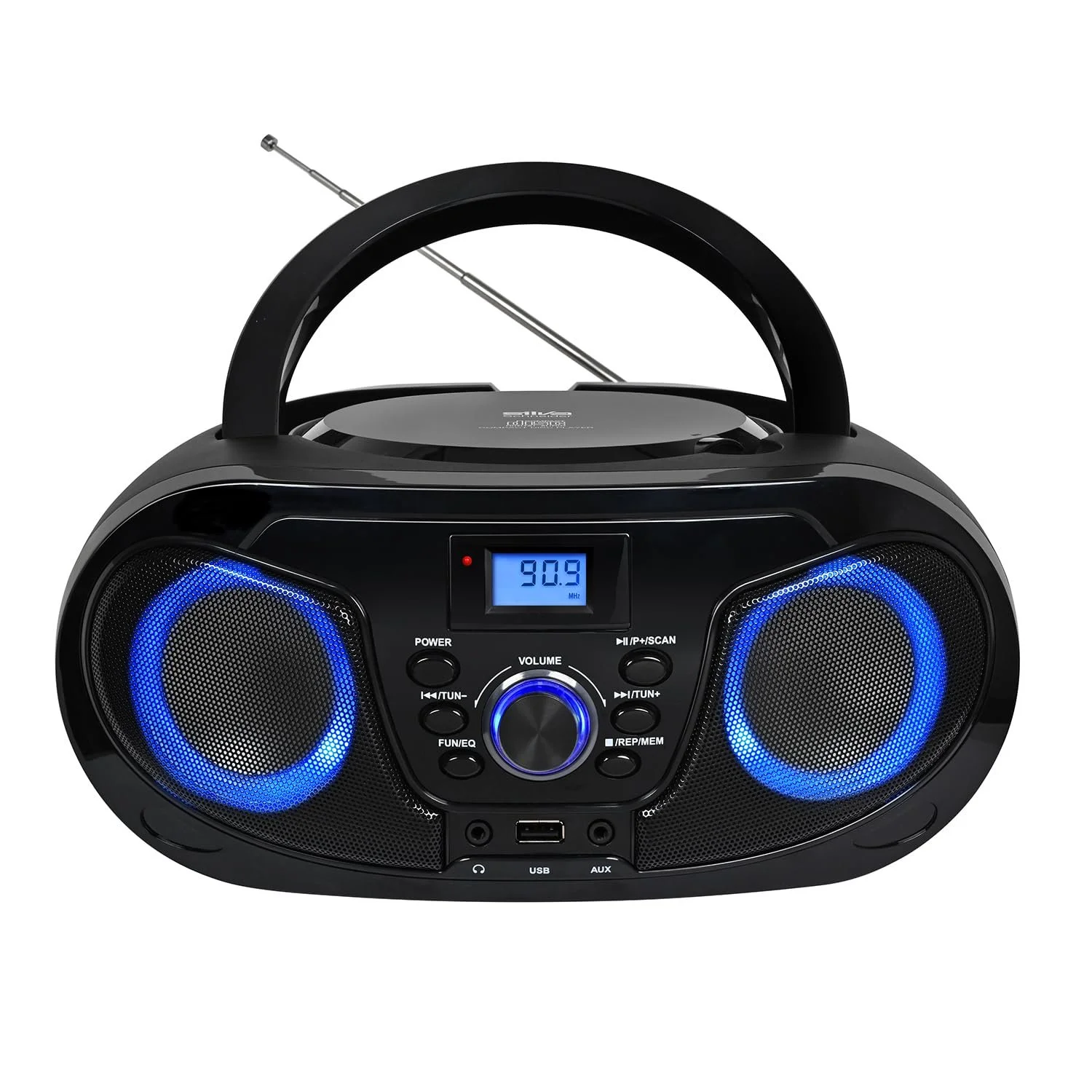 Магнитола CD-проигрыватель Silva Schneider MPC 25.4 USB с FM-радио, USB для MP3, AUX и разъемом для наушников, ЖК-дисплей, 40 Вт p.m.p.o., питание от сети/батареи Черный, фото №1