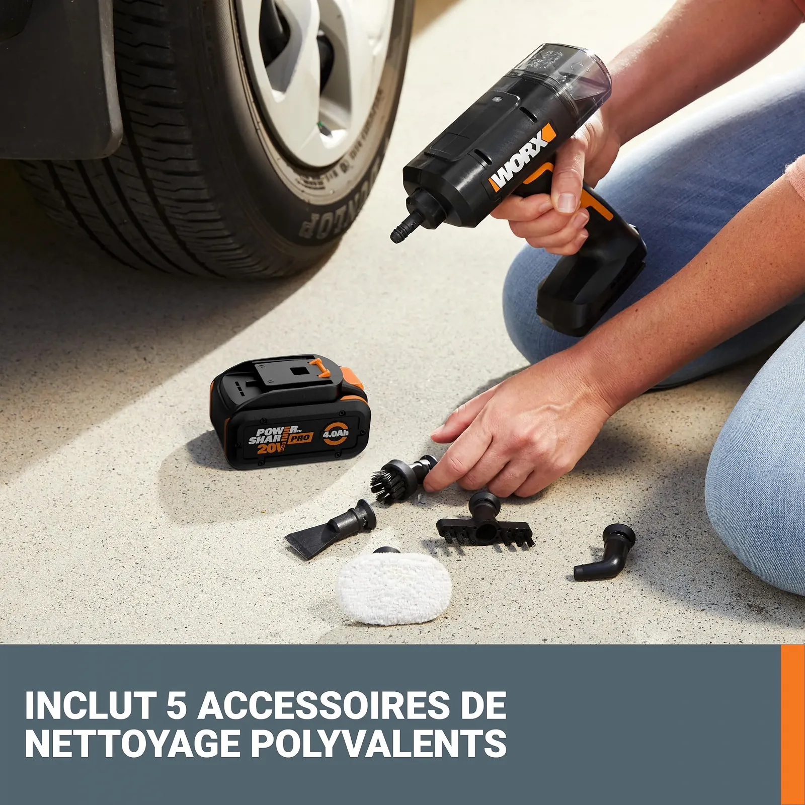 Бездротовий ручний пароочисник WORX 18V (20V MAX) WX770.9 220°F 8 секунд розігрів Без акумулятора та зарядного пристрою, фото №8