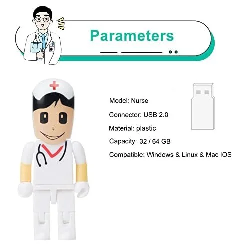 USB-флеш-накопичувач Cartoon Nurse Model 32 ГБ USB 2.0 Білий, фото №6 USB-флеш-накопичувач Cartoon Nurse Model 32 ГБ USB 2.0 Білий, фото №6