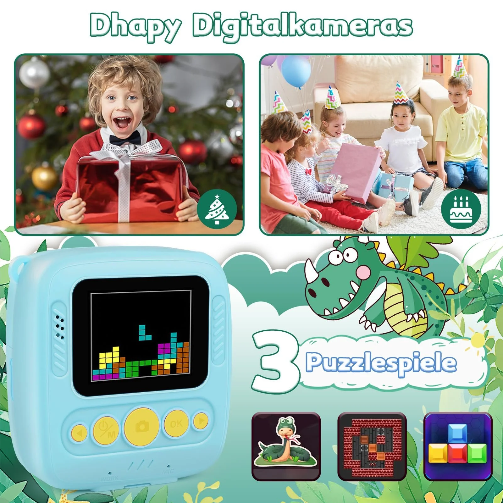 Дитяча фотокамера мгновенной печати 48MP Blue 32GB, фото №6