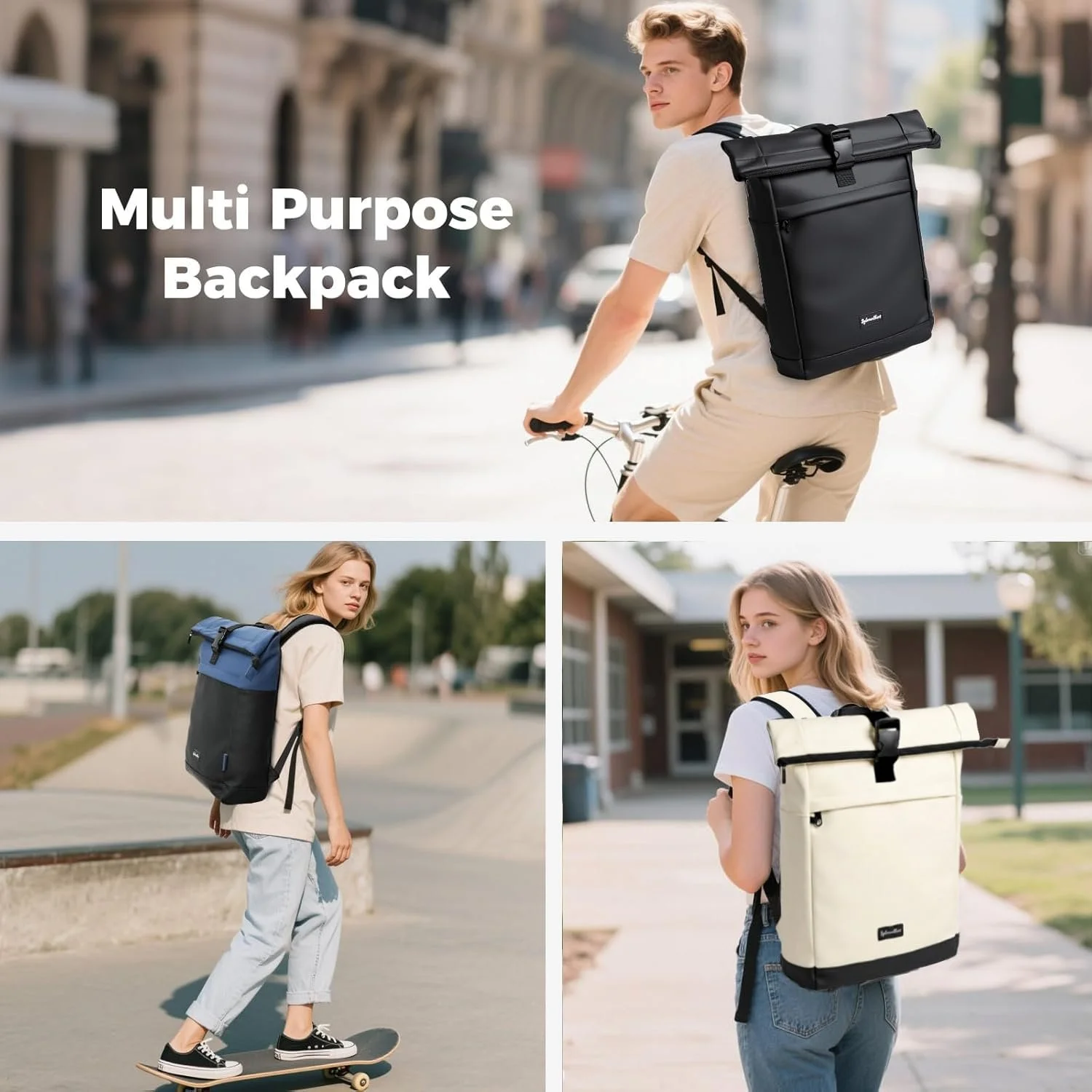 Рюкзак для ноутбука Rolltop Роллтоп Водонепроникний Розширюваний (18-25 л) Білий Сучасний, фото №6 Рюкзак для ноутбука Rolltop Роллтоп Водонепроникний Розширюваний (18-25 л) Білий Сучасний, фото №6