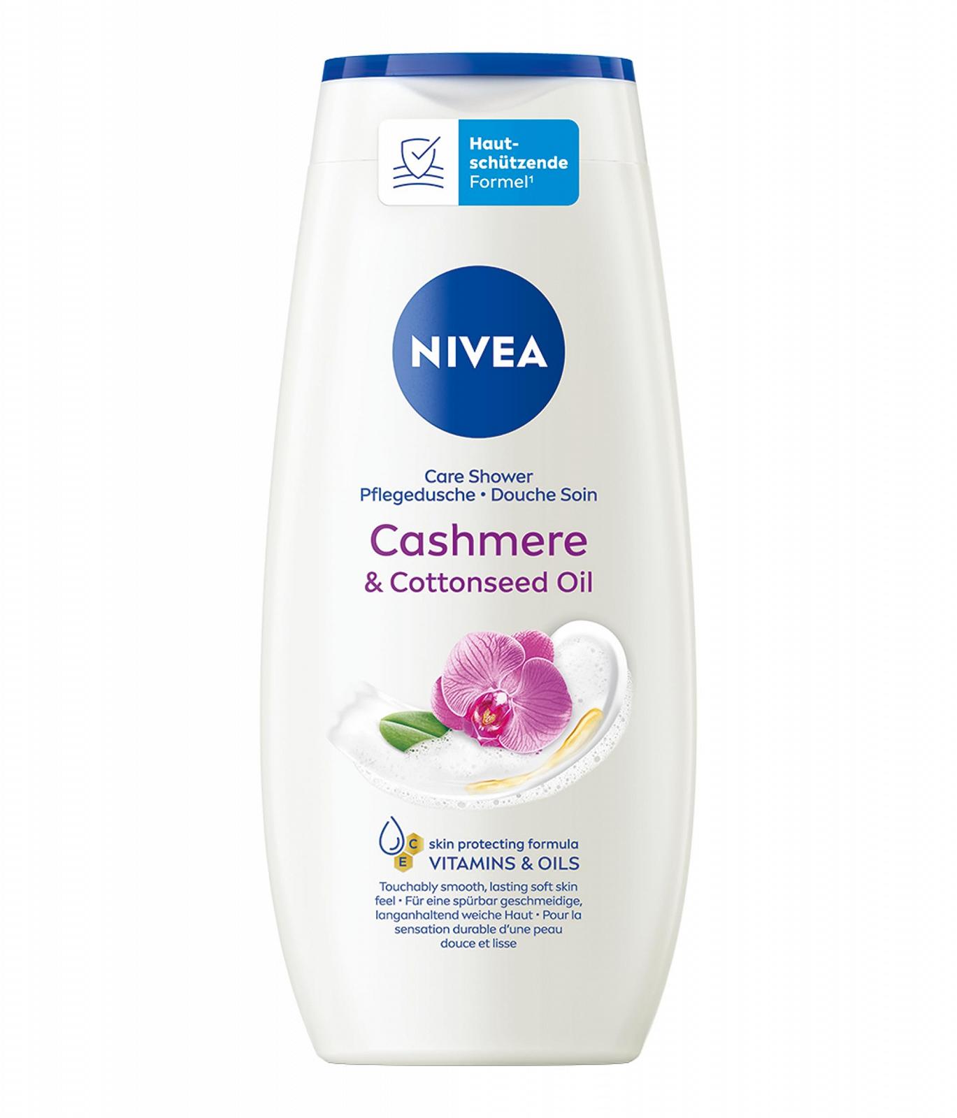 Гель для душа NIVEA Cashmere & Cottonseed Oil увлажняющий pH-нейтральный с ароматом орхидеи 250 мл, фото №1