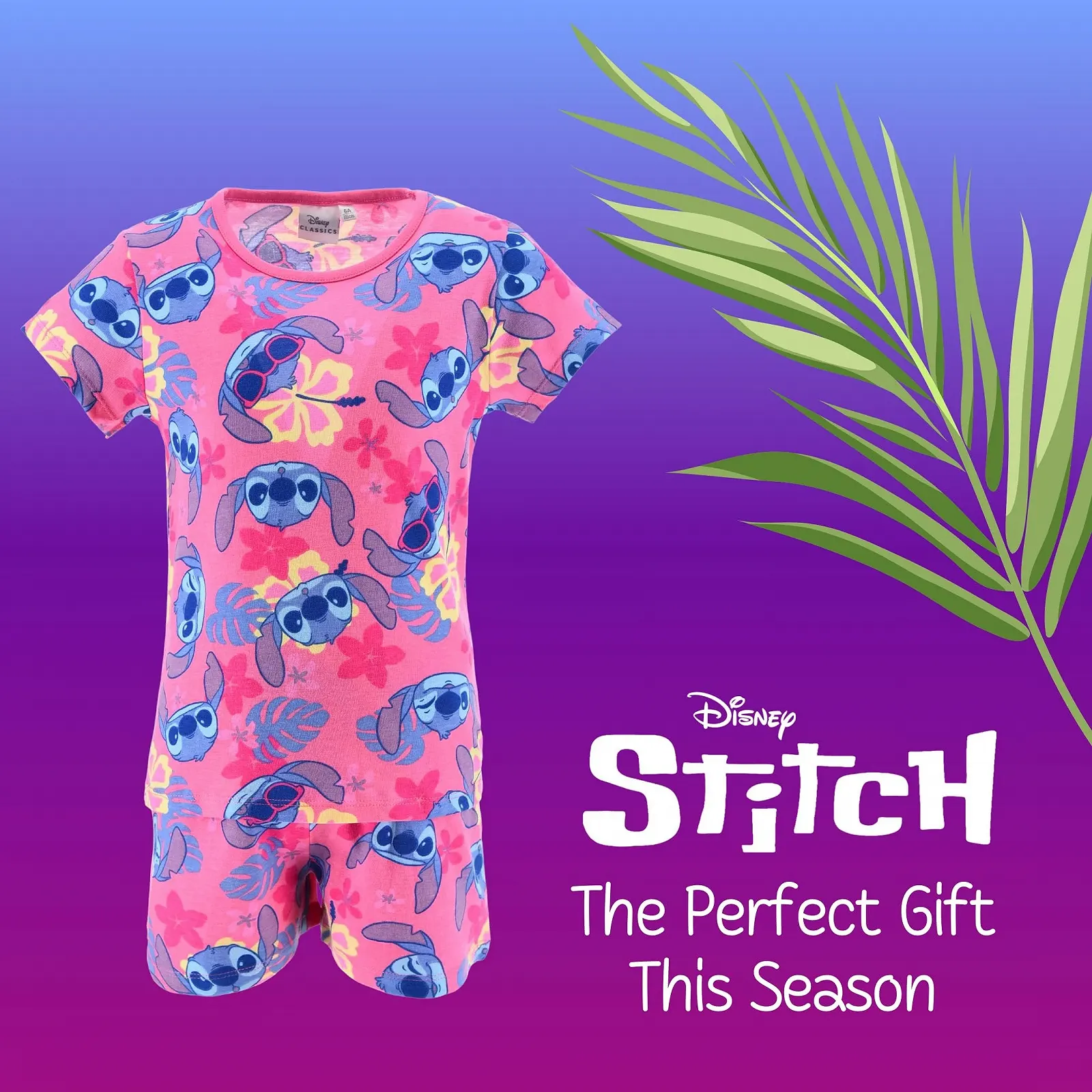 Комплект піжами (футболка та шорти) Disney Stitch з тропічним принтом, фото №8 Комплект піжами (футболка та шорти) Disney Stitch з тропічним принтом, фото №8