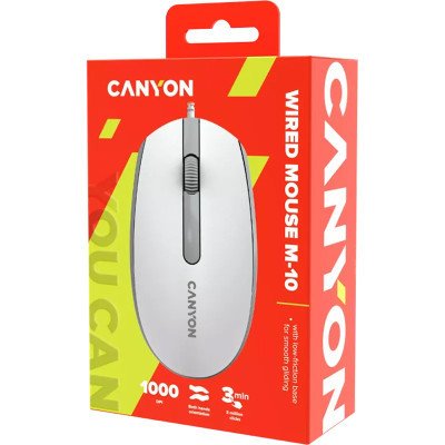 Мышка Canyon M-10 USB White Grey (CNE-CMS10WG), фото №6