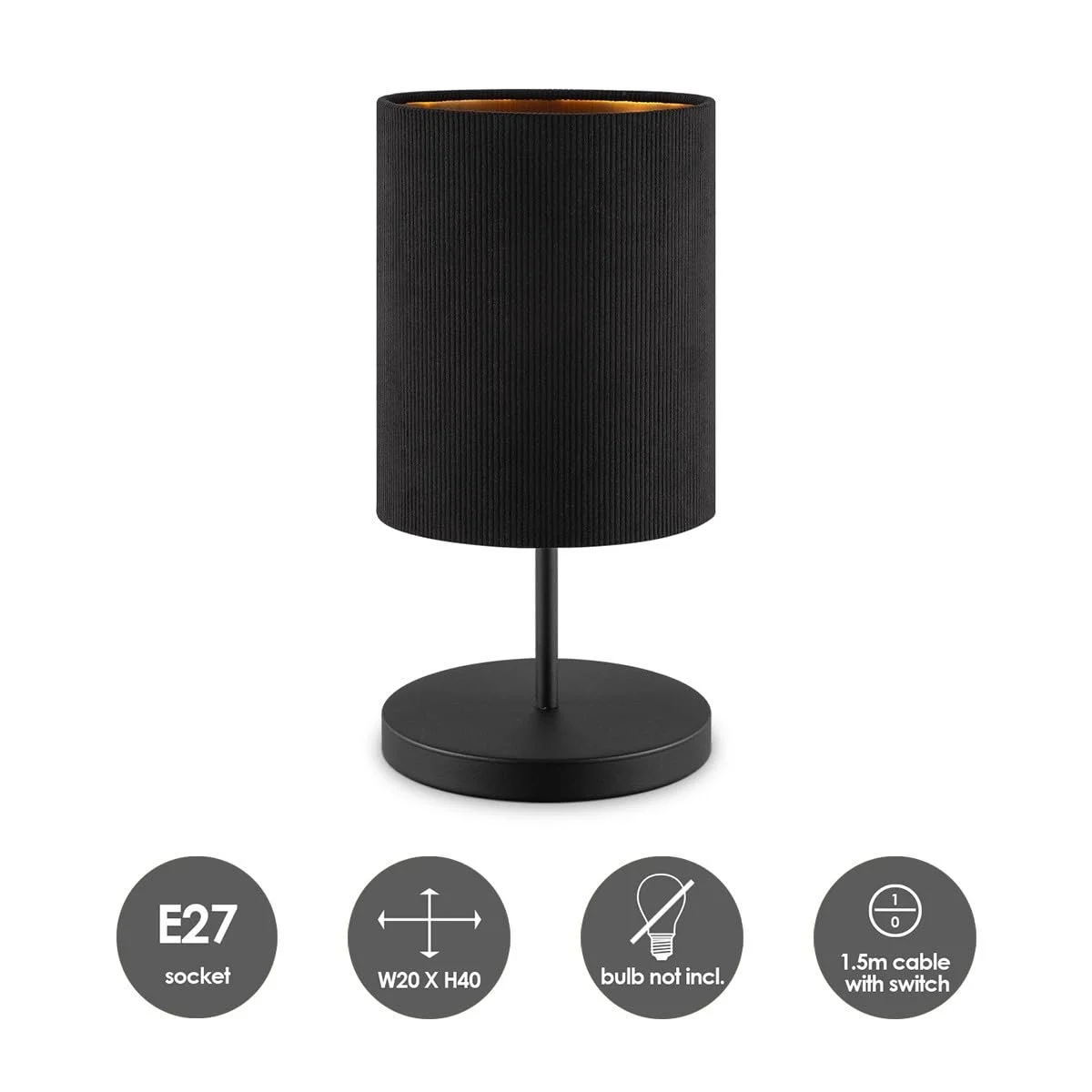 Настільна лампа Home Sweet Home Scandinavian E27 20 x 40 см Black, фото №5