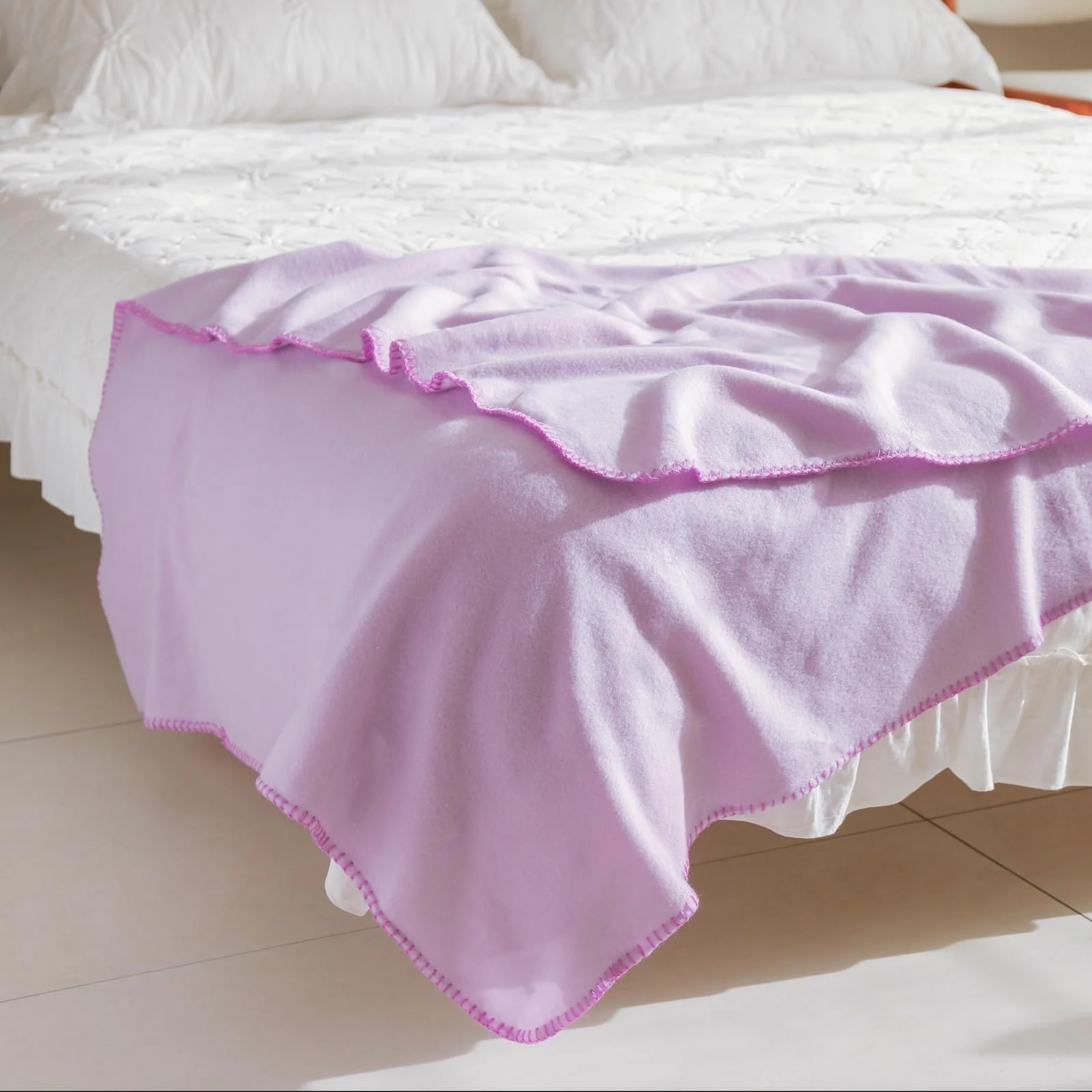 CAI TENG Набір з 6 пледів з полярного флісу 125 x 150 см, теплий та м'який плед для подорожей, світло-фіолетовий, фото №7