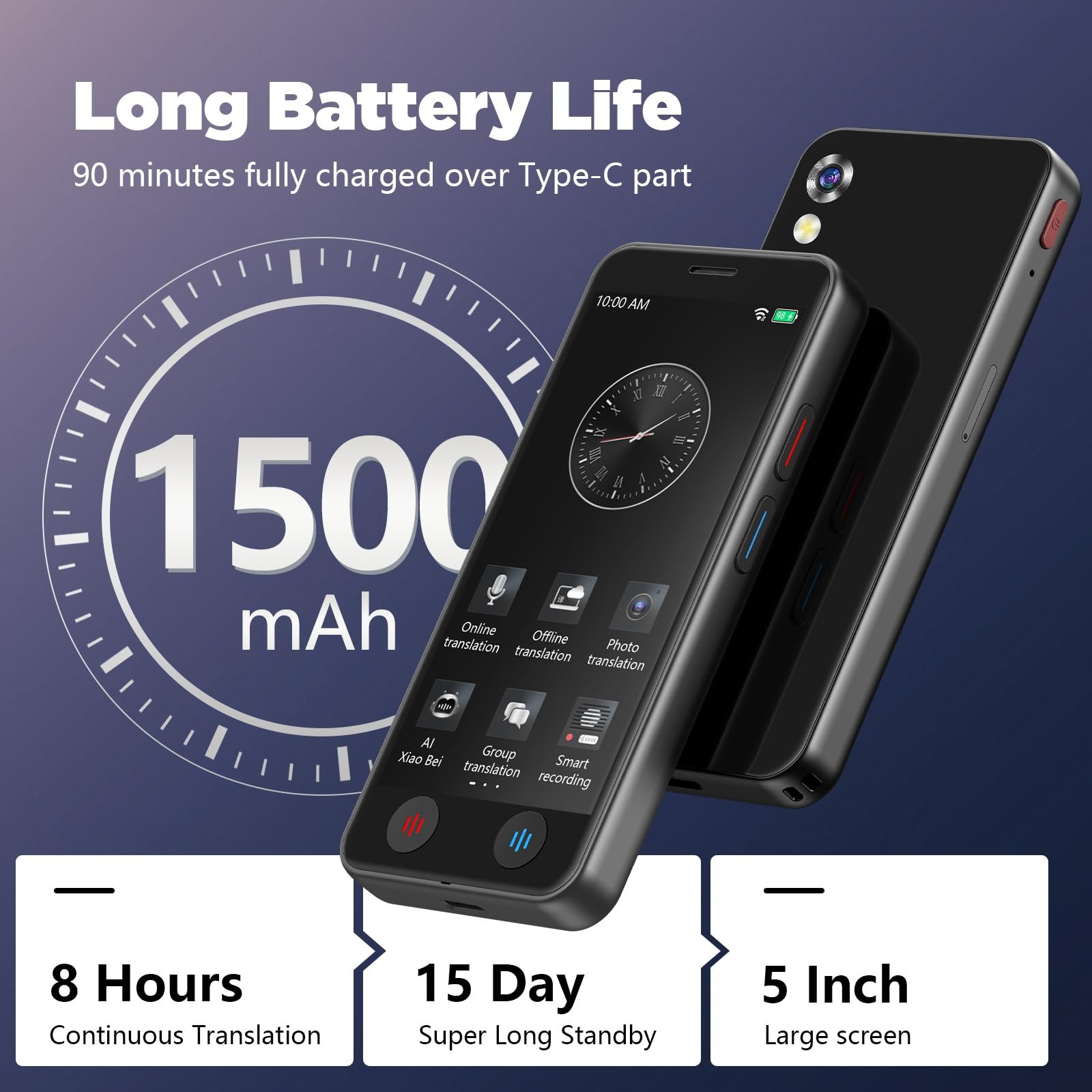 Пристрій для перекладу голосу, Перекладач AI A40, 139 мов, фото №6 Пристрій для перекладу голосу, Перекладач AI A40, 139 мов, фото №6