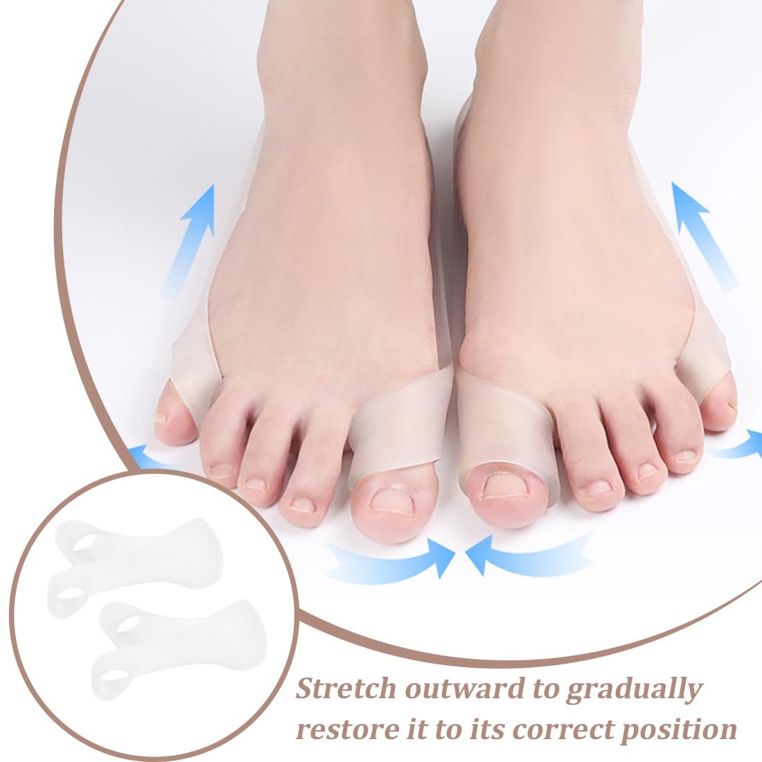 Шина для великого пальця стопи Силіконовий роздільник пальців Ортопедичний Hallux Valgus, фото №6