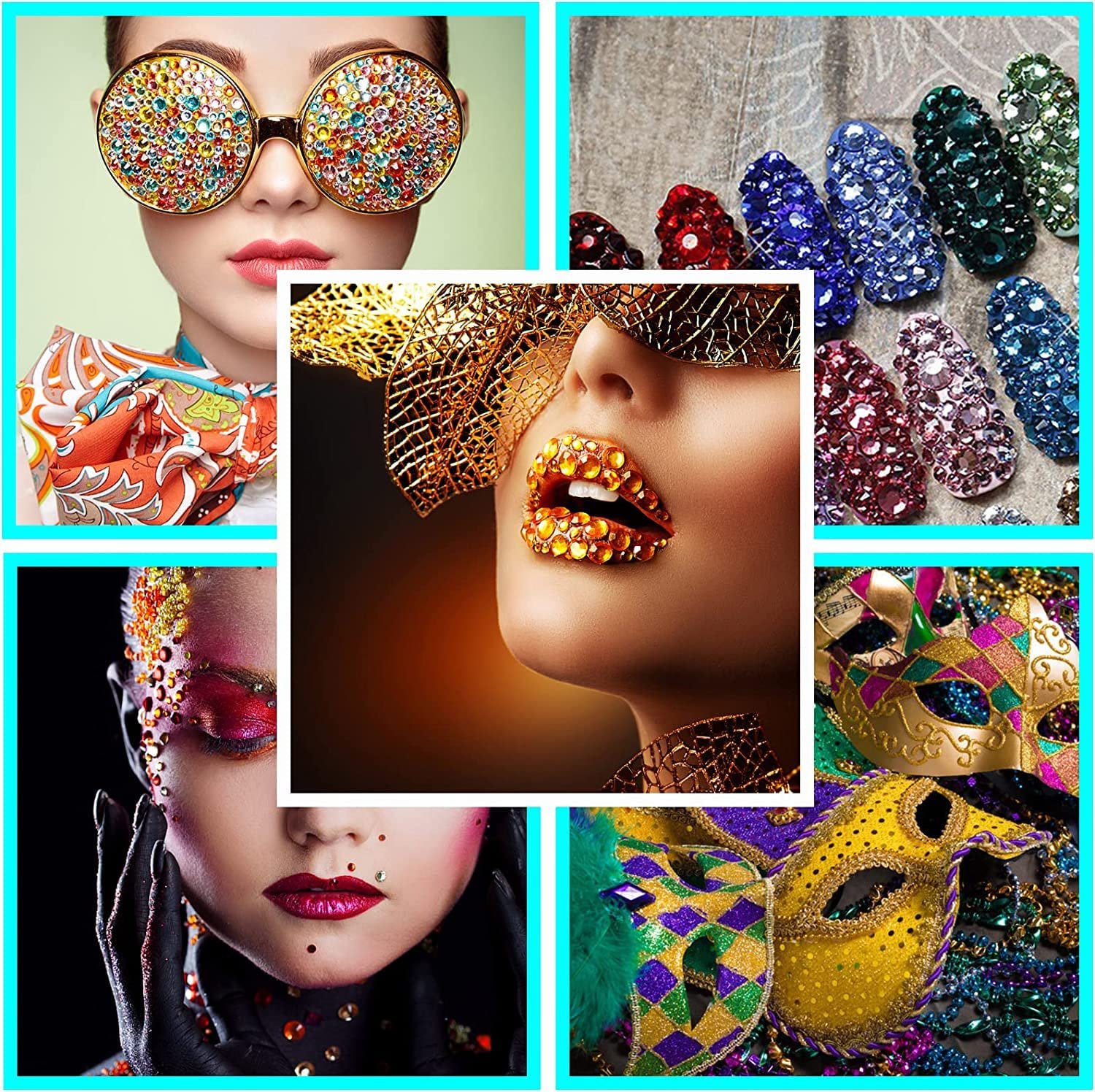 Самоклеящиеся блестящие камни, набор 2300 шт, фото №5