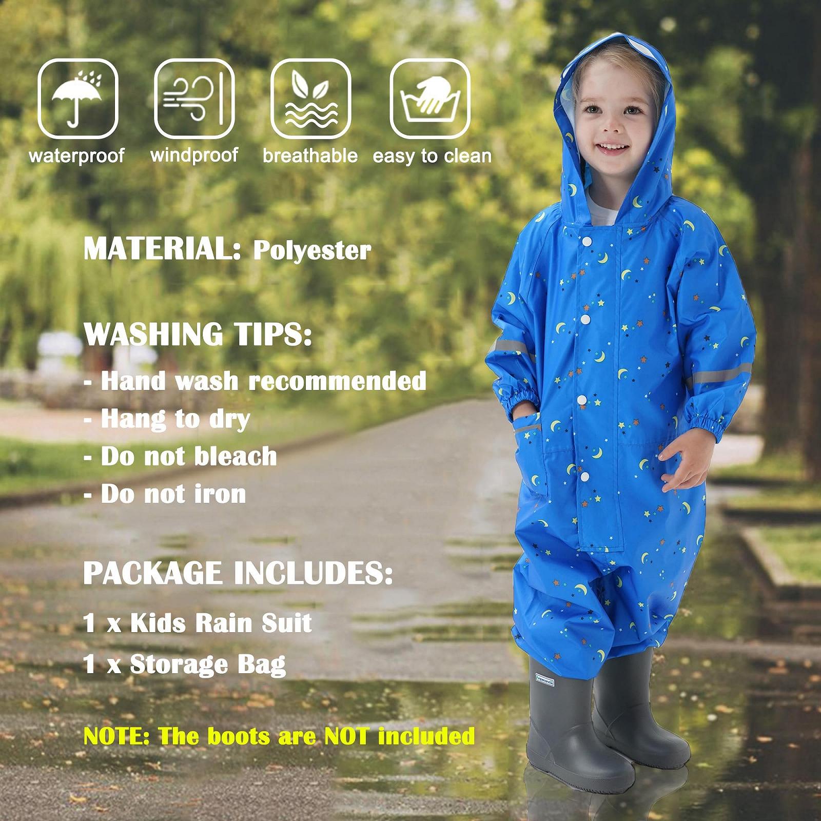 Дитячий дощовий комбінезон для хлопчиків і дівчаток, водонепроникний, фото №4