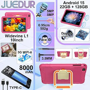 Дитячий планшет 10.1" JUEDUR R500 10.1" 6+16/128Gb 8 ядер Android 15 8000 mAh Чорний synthetic.ua - Фото 1