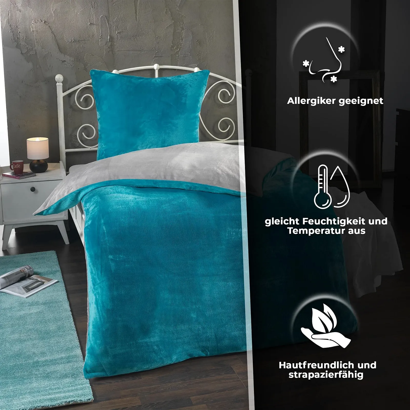 Постільна білизна Teddy Nicky 'Cashmere feel' плюшева двостороння для зими 135 x 200 см, фото №2