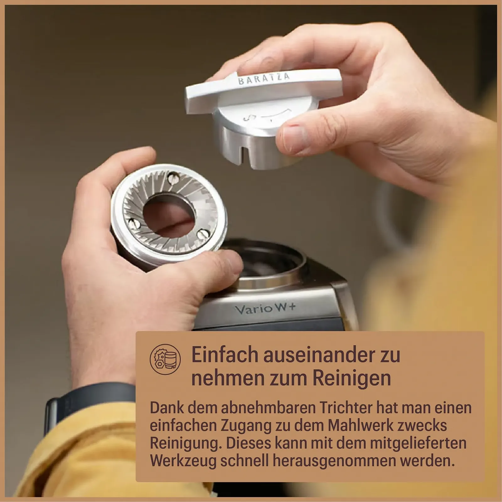 Кофемолка Baratza Vario W+ 230V электрическая с конической и стальными плоскими жерновами, программируемая, со встроенными весами для дозировки по весу, черная, фото №9