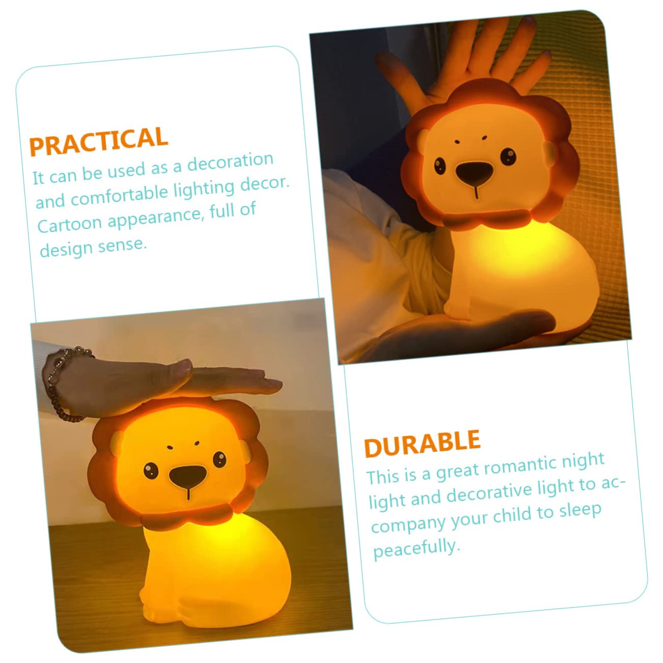 Світильник ibasenice Silikon 2 штуки Пат-лампа Нічник Лев, фото №3