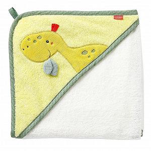 Рушник для ванни Fehn Baby Dino дитячий пончо, махрова тканина та серветка Dino Wash Mitt з мотивом synthetic.ua - Фото 1
