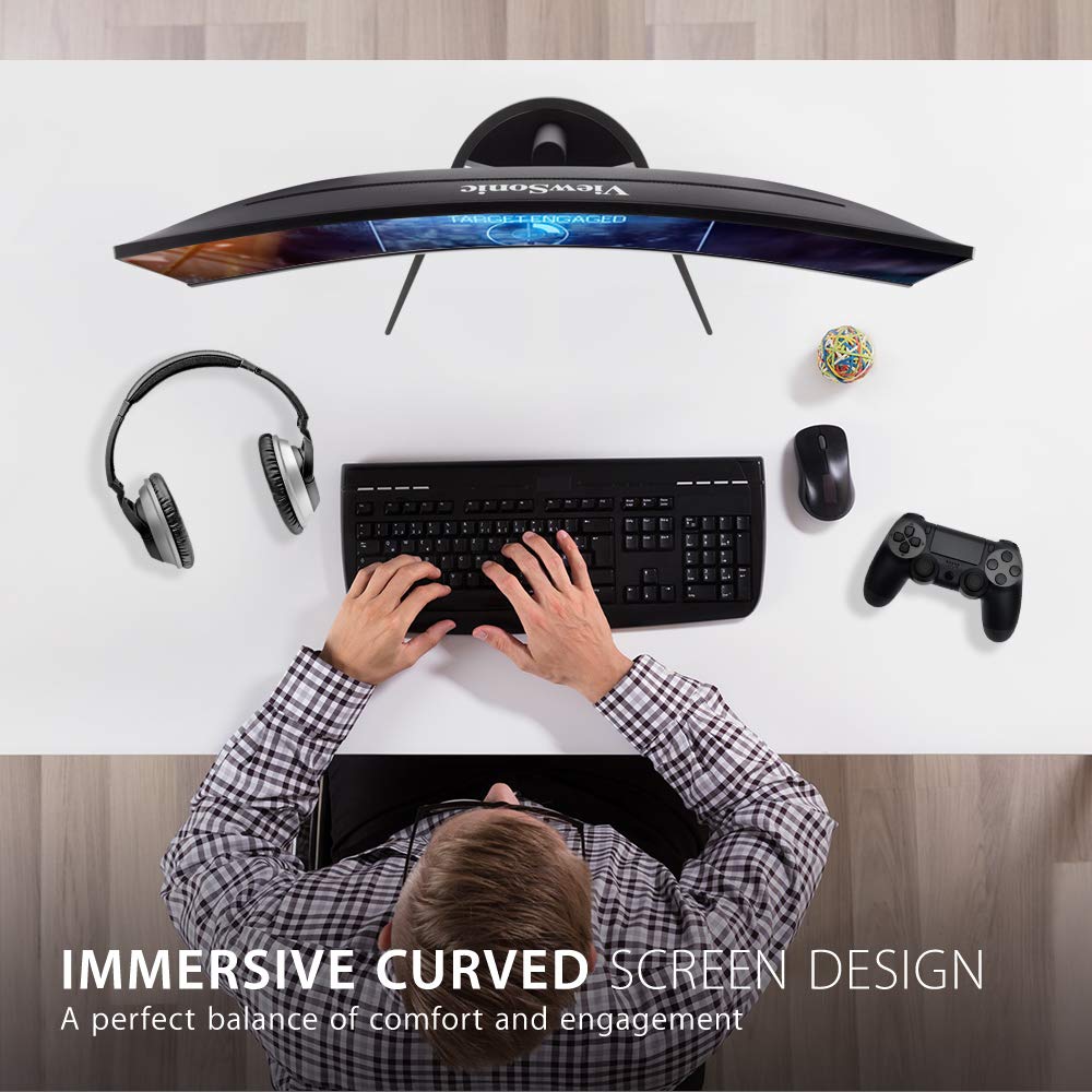 Монітор Viewsonic VX3268-2KPC-MHD 80 см (32 дюйми) Ігровий вигнутий (WQHD, FreeSync Premium, 1 мс, 144 Гц, HDMI, DP, Низька затримка вводу, Динамік) Чорний, фото №2