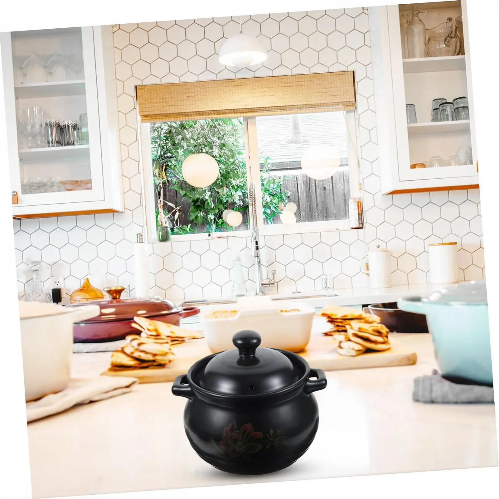 Каструля OUNONA керамічна чорна кислотостійка з жаростійкою ручкою, фото №4