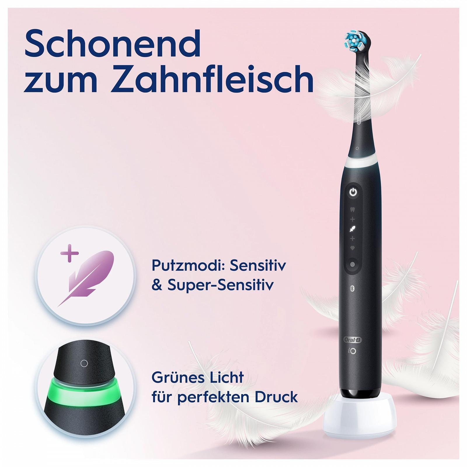 Зубная щетка электрическая Oral-B iO Series 5, Двойная упаковка, 2 сменные насадки, 5 режимов чистки для ухода за зубами, Дорожный чехол, Матовый черный, фото №3
