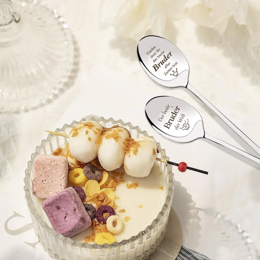 Ложка для кави, Brother, З гравіюванням "Найкращий брат у світі", Паковання з 2 штук, фото №3 Ложка для кави, Brother, З гравіюванням "Найкращий брат у світі", Паковання з 2 штук, фото №3