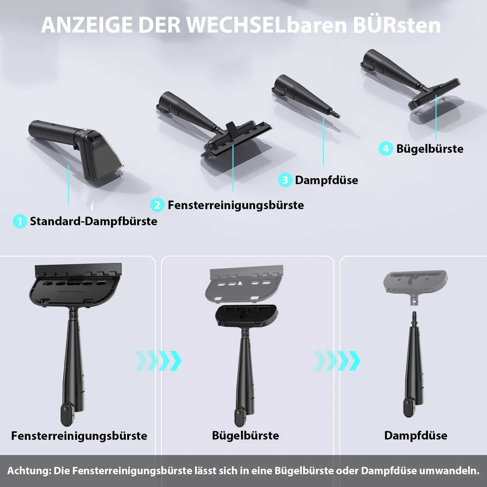 Пароочисник та мийний пилосос 1650 Вт 1.25 л 12 кПа, фото №8