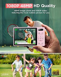 Детская цифровая камера 48MP PEEIPM 64GB Anti-Shake Photo Vlogging Camera 16X Digital Zoom, непрерывная съемка, селфи, компактная камера synthetic.ua - Фото 1