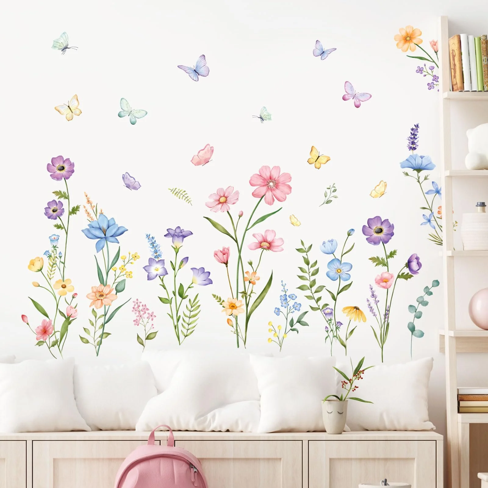 Наклейка на стіну Supzone Wild Flower Butterflies Кольорова, фото №7