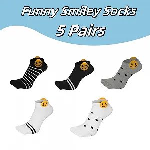 Женские носки с пальцами, хлопковые милые красочные носки для кроссовок с пальцами для спорта, бега, отдыха, 5 пар synthetic.ua - Фото 1