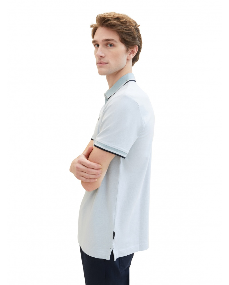 Поло POLO WITH DETAILED COLLAR 1040822-35199 Tom Tailor Блакитний M, фото №2