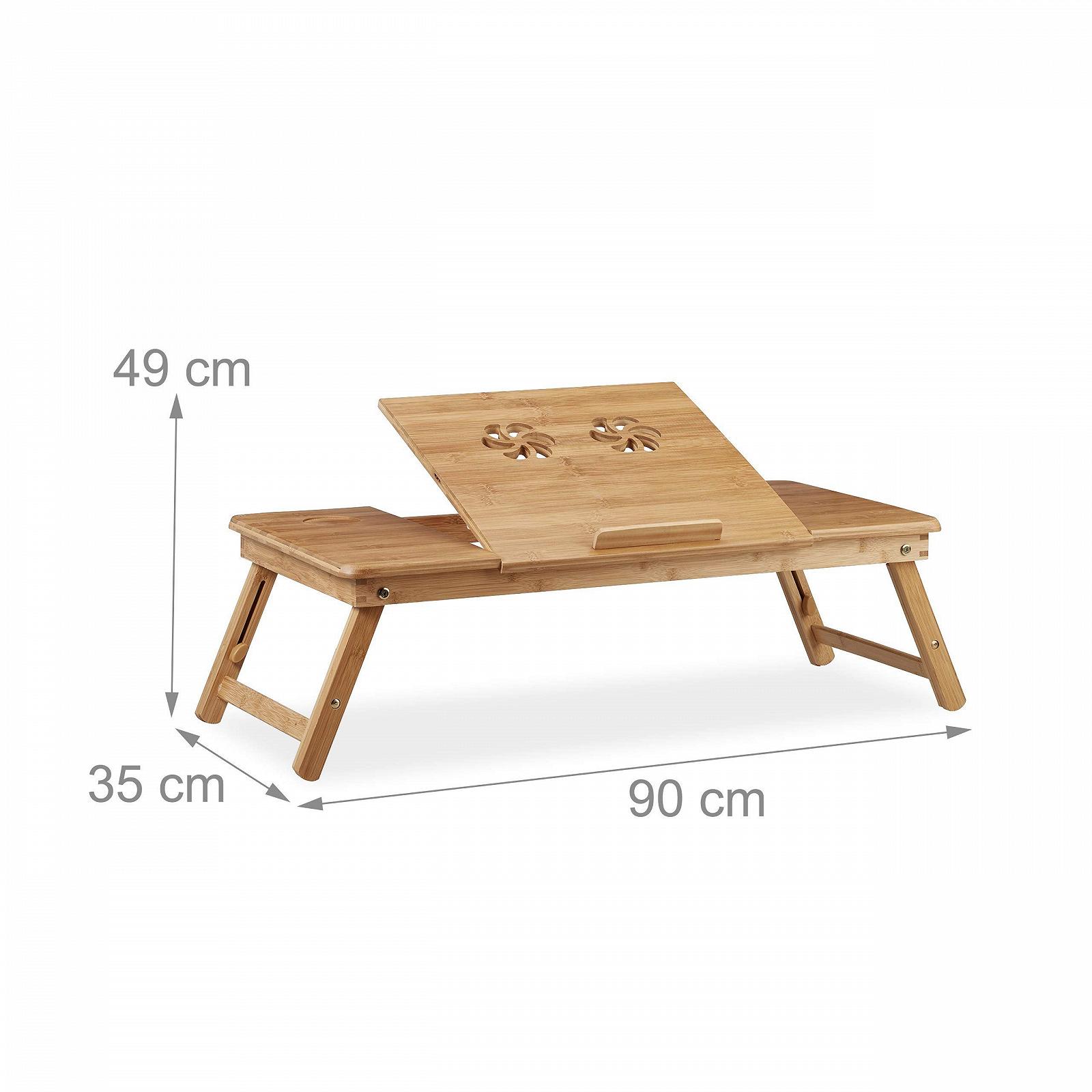 Підставка для ноутбука Bamboo Relaxdays XL, регульована висота, 5 кутів нахилу, з шухлядою, натуральний колір, 49 x 90 x 35 см, фото №4