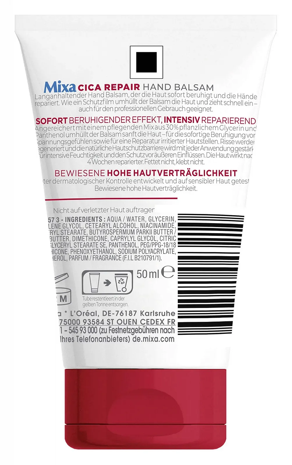 Крем для рук Mixa Intensive Repairing Cica Repair для чутливої шкіри 2 x 50 мл, фото №1