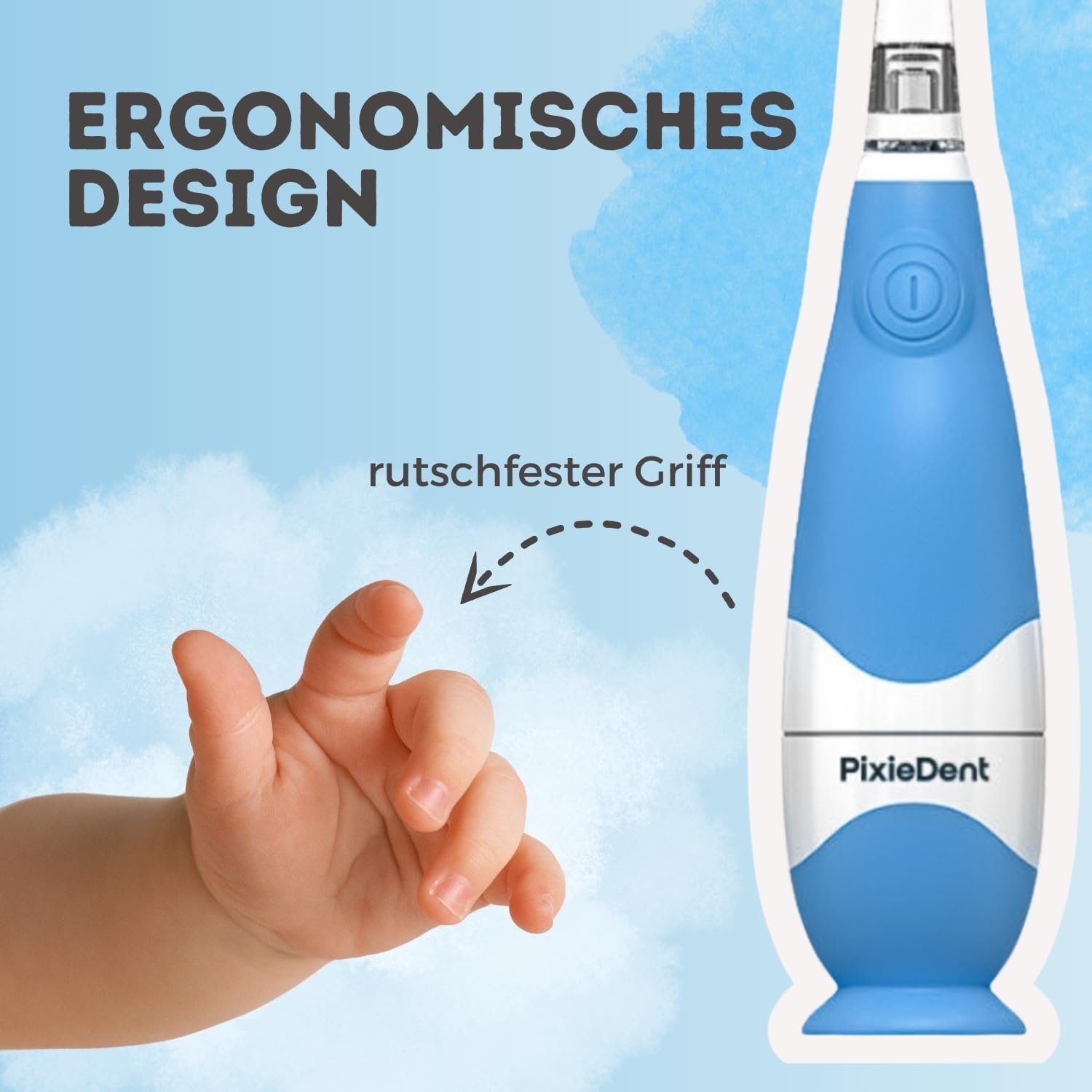 Дитяча електрична звукова зубна щітка PixieDent Таймер LED 0-3 роки Blue Baby, фото №4