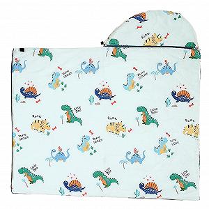 Спальный мешок Funny Dinosaur для детей 74.8x29.5 дюймов из полиэстера и хлопка с молнией synthetic.ua - Фото 1