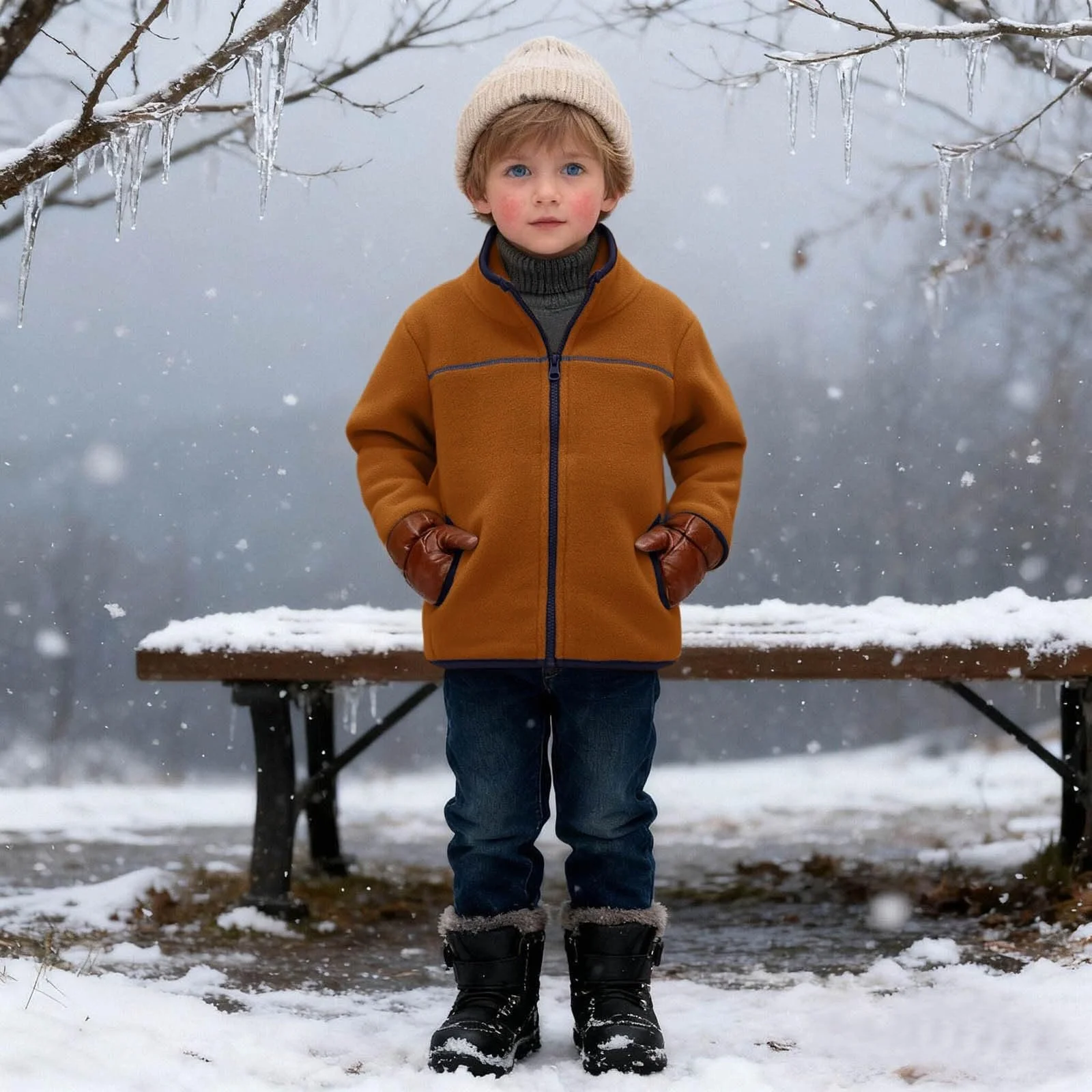 Флісова куртка для хлопчиків Generisch для холодних сезонів зі стійким коміром, фото №3