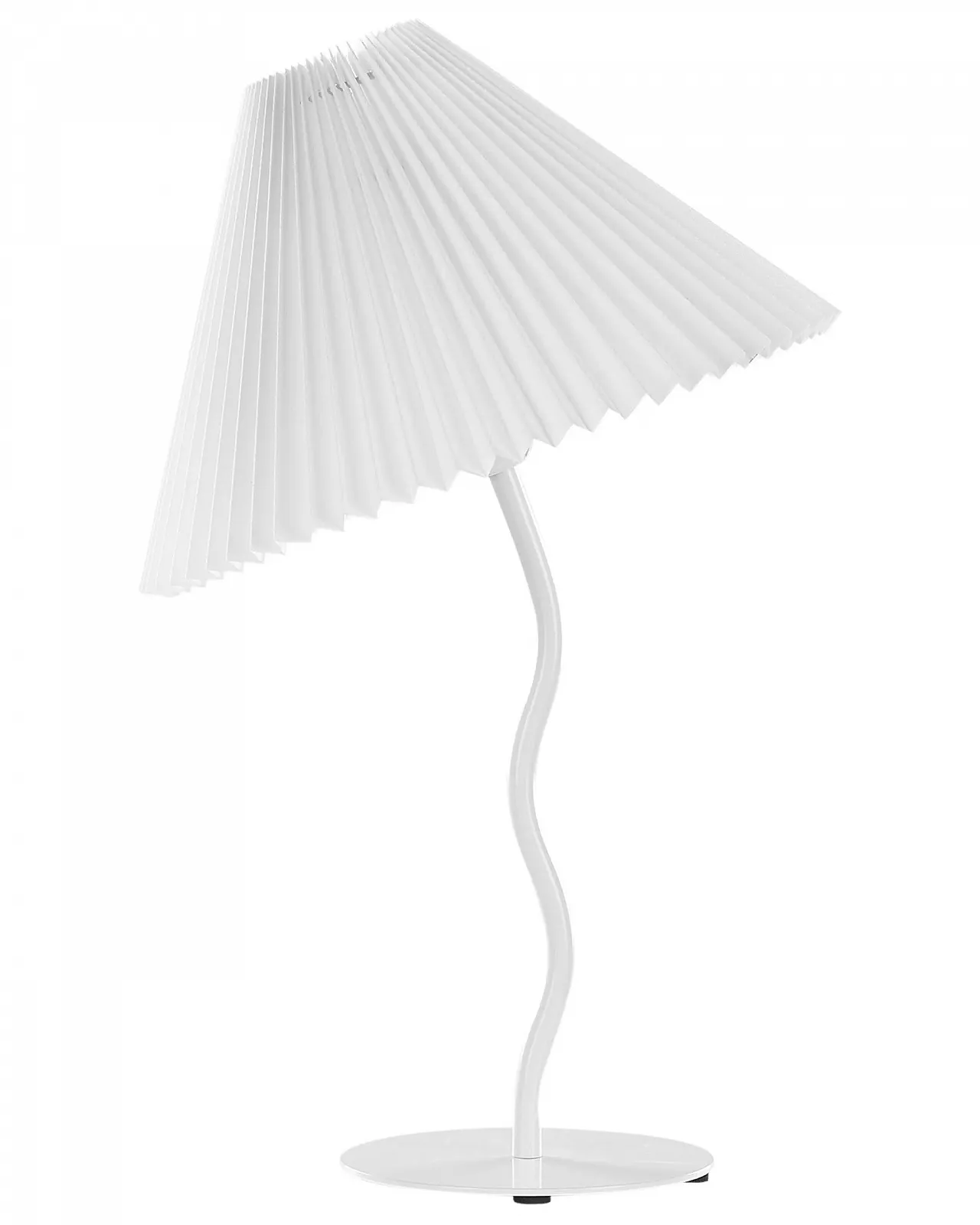 Настільна лампа Alwero Металева основа Гофрований плісований тканинний абажур Конусна форма Білий, фото №1