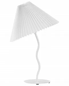 Настільна лампа Alwero Металева основа Гофрований плісований тканинний абажур Конусна форма Білий - Фото 1