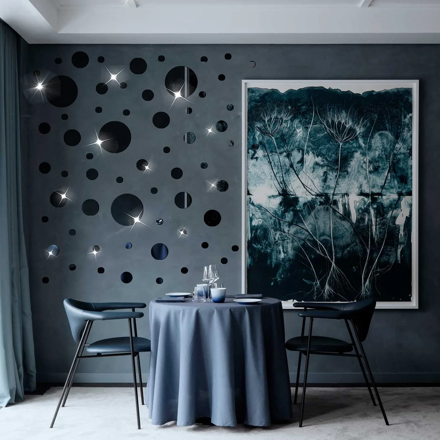 Настінна наклейка DIY Набір акрилових дзеркальних наклейок 60 штук Чорний, фото №4