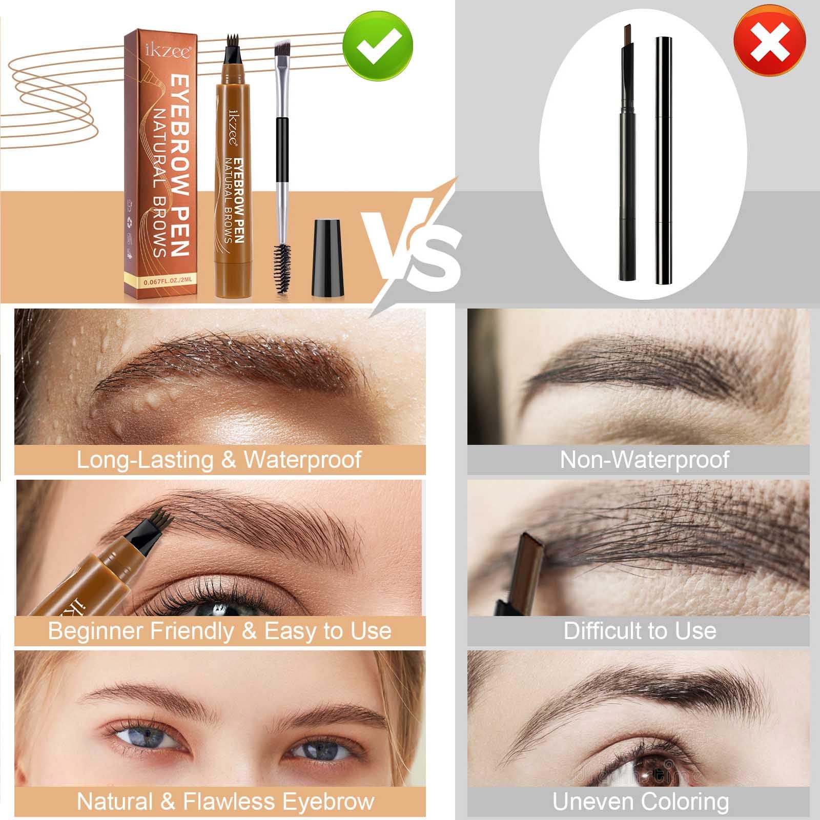 Карандаш 3D Microblading 4 микро-вилочные наконечники для прорисовки бровей, фото №7