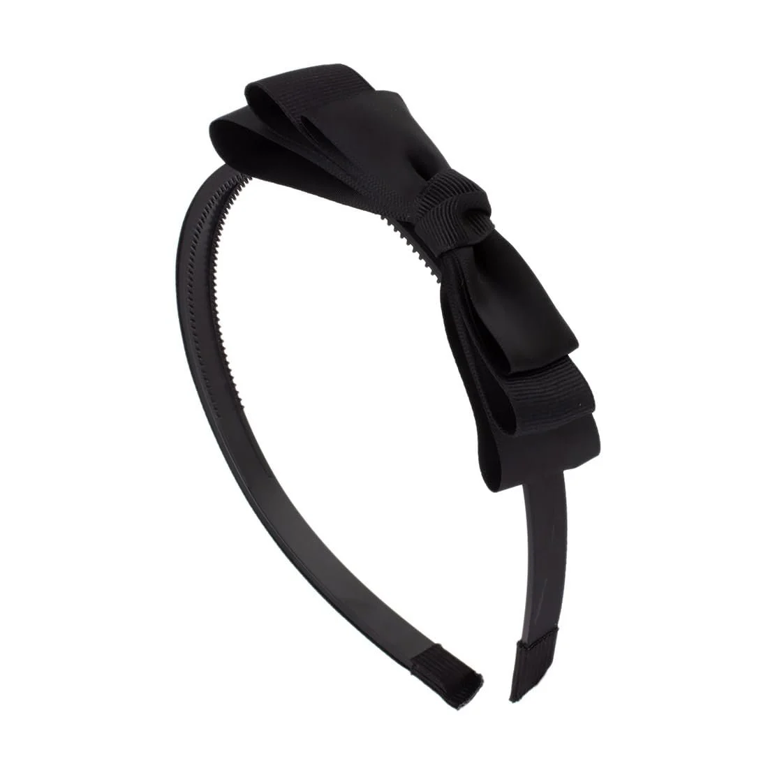 Обруч Beveled Teeth з потрійним бантом, гнучкий та зручний (Чорний), фото №1