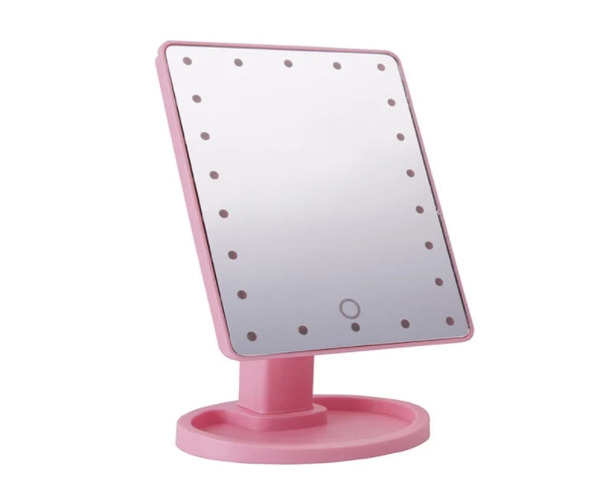 Дзеркало косметичне Sunroz з LED підсвічуванням прямокутне HH083 360° Рожевий (HH083_315), фото №1