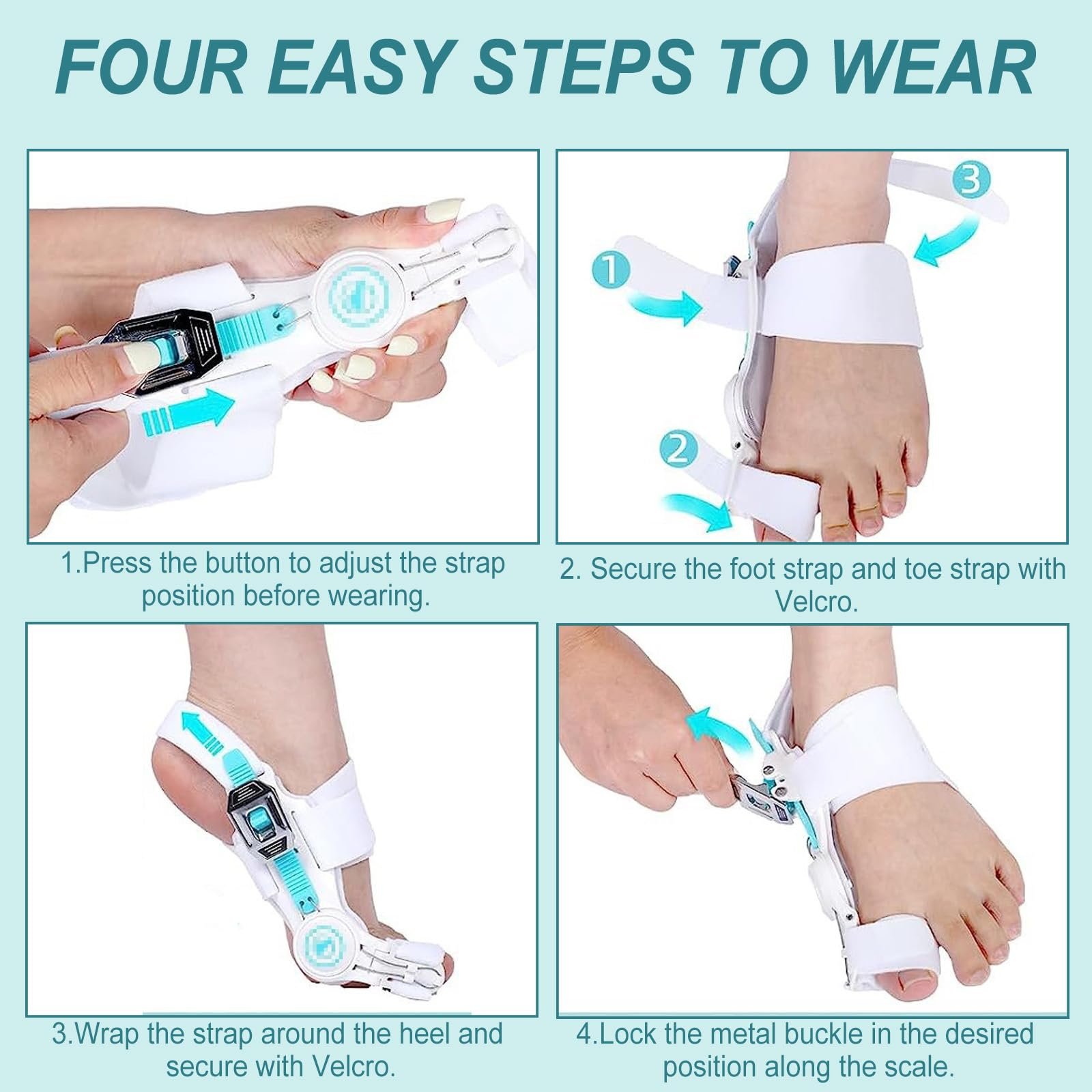 Коректор великого пальця стопи з регульованою кнопкою Hallux Valgus, 1 шт., унісекс, фото №6 Коректор великого пальця стопи з регульованою кнопкою Hallux Valgus, 1 шт., унісекс, фото №6