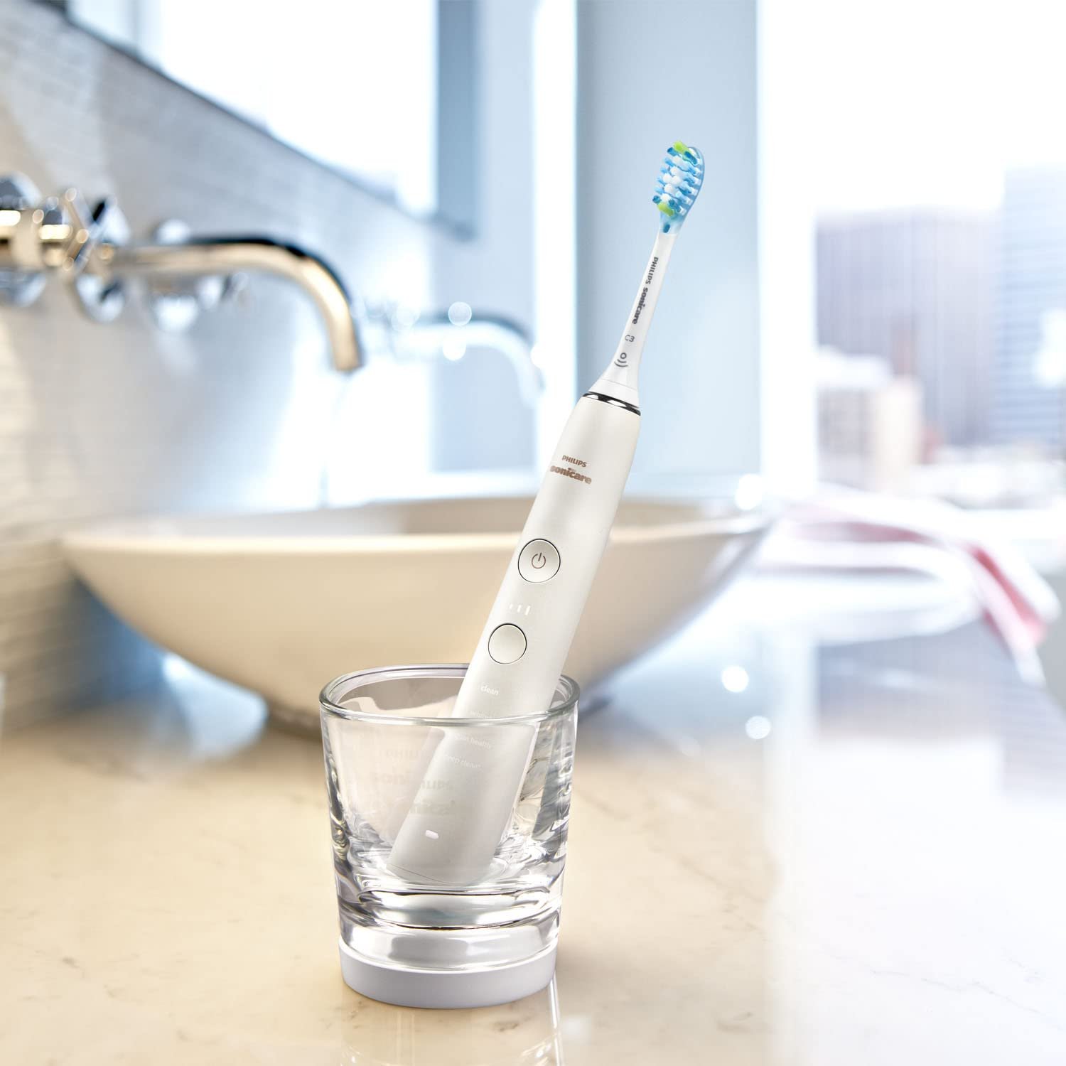 Электрическая зубная щетка Philips Sonicare DiamondClean 9000 HX9914/55 (двойная) - 2 шт., 4 программы чистки, таймер, стакан для зарядки, белая + белая, фото №7