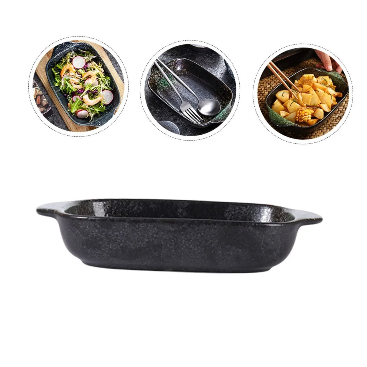 Форма для выпекания керамическая с двойной ручкой в японском стиле, фото №3