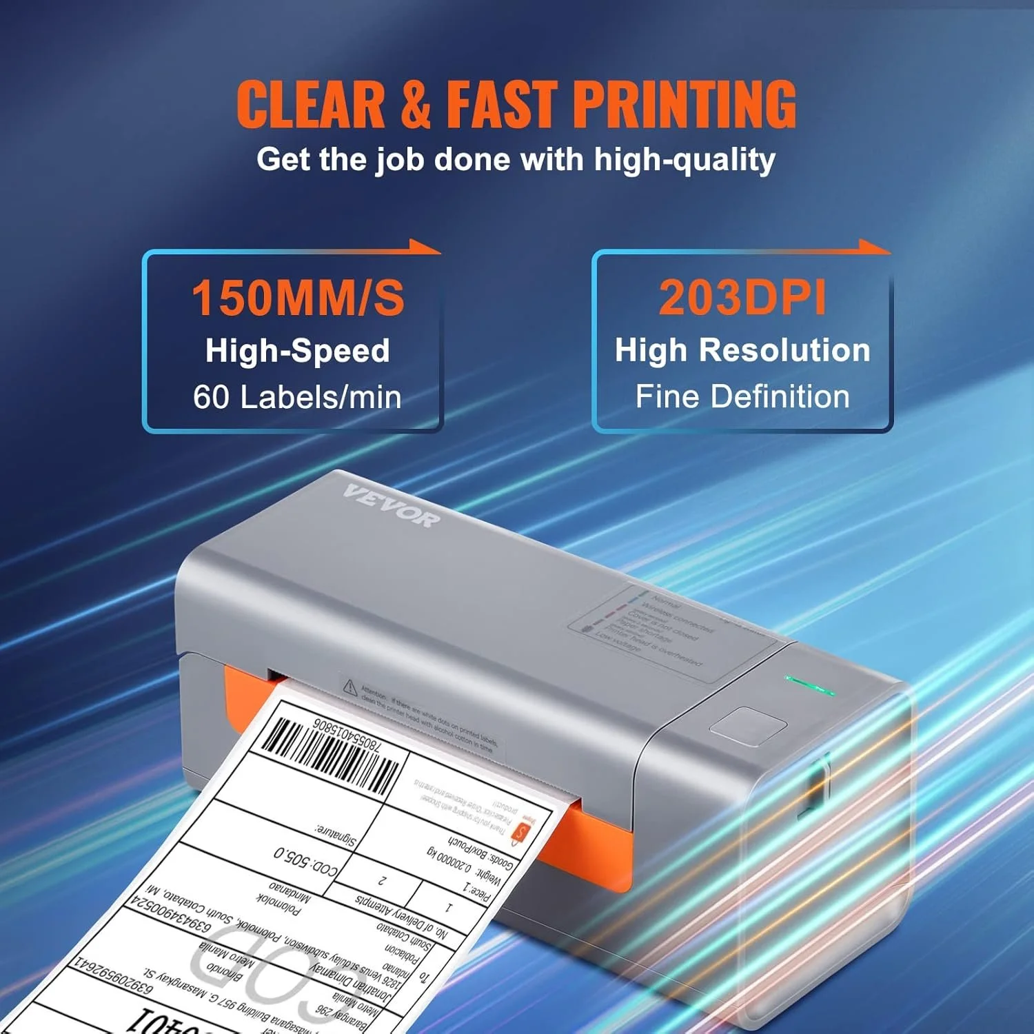 Термопринтер етикеток VEVOR Y486 Сірий, фото №4 Термопринтер етикеток VEVOR Y486 Сірий, фото №4