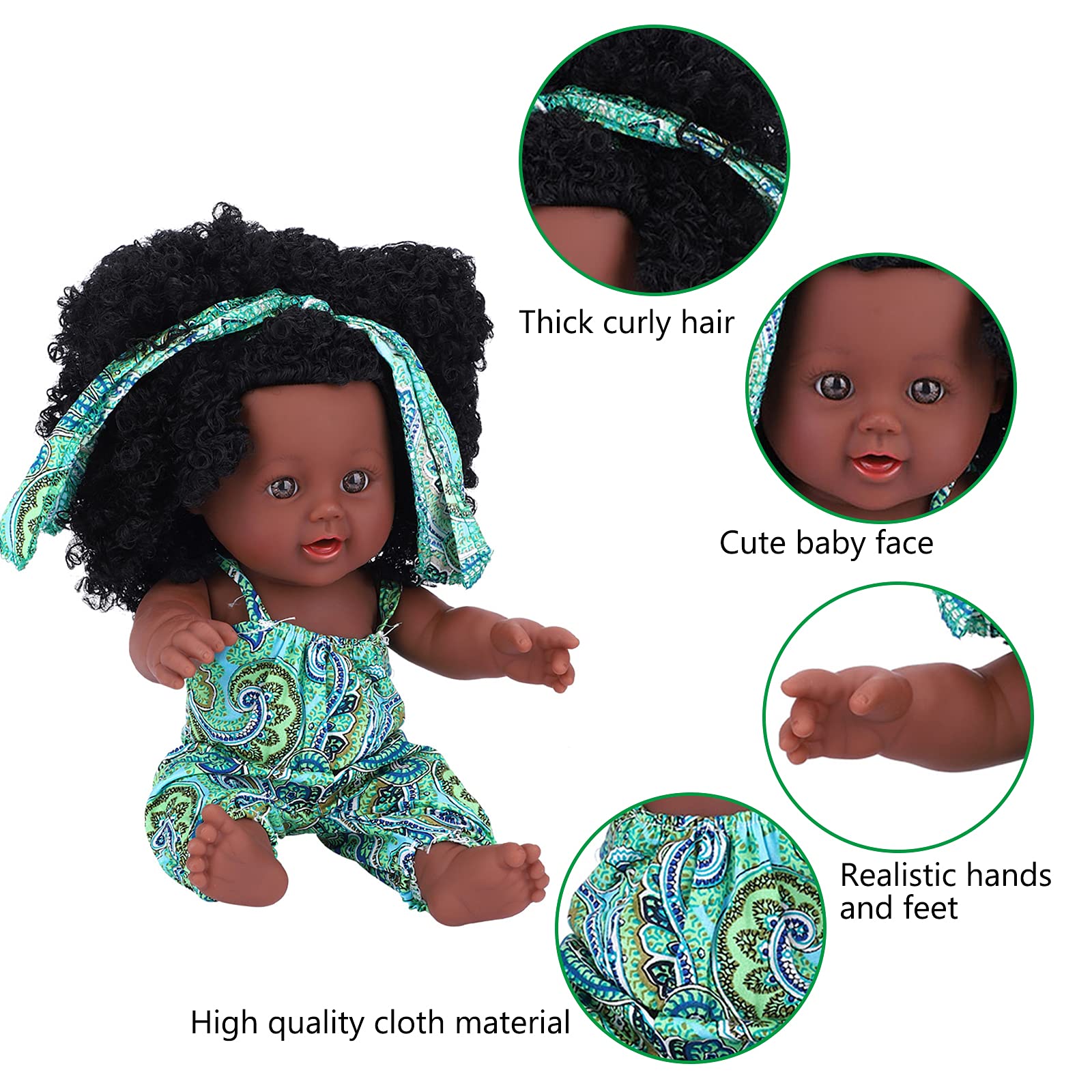 Кукла Baby Soft Artificial Newborn Full Body Interactive Games Toy (Зелёный, фото №2