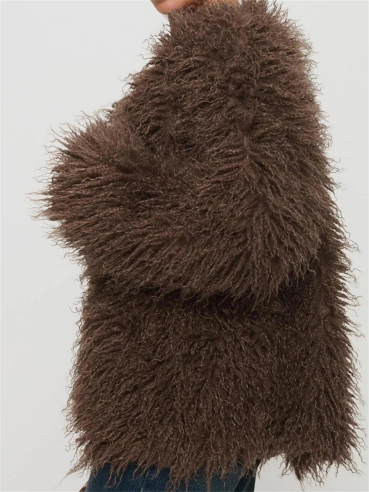 Жіноча куртка зі штучного хутра SANSIWU з кишенями, фото №4