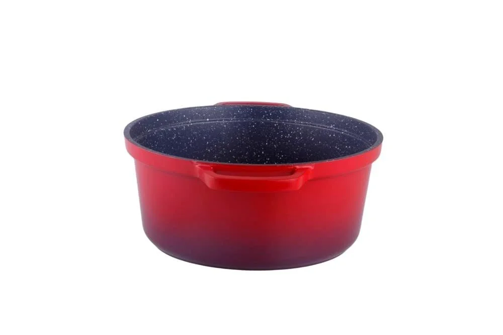 Кастрюля-жаровня Kamberg 0008186 Круглая 16 см Литой алюминий Покрытие с эффектом камня Красный пламенный, фото №4