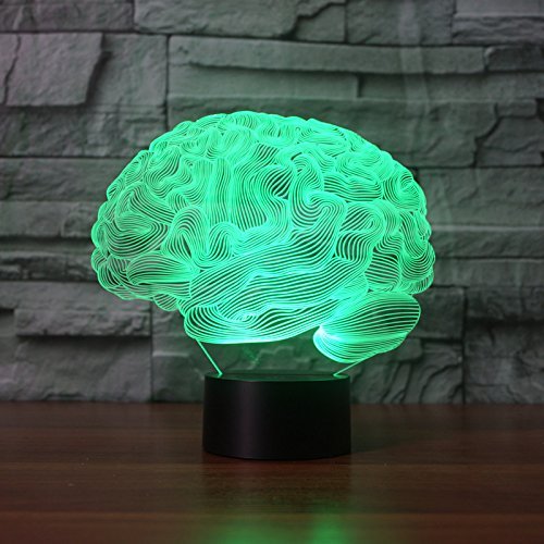 3D лампа EONANT 3D ночные светильники LED USB сенсорные 7 цветов иллюзия для комнаты детей декор (мозг), фото №1